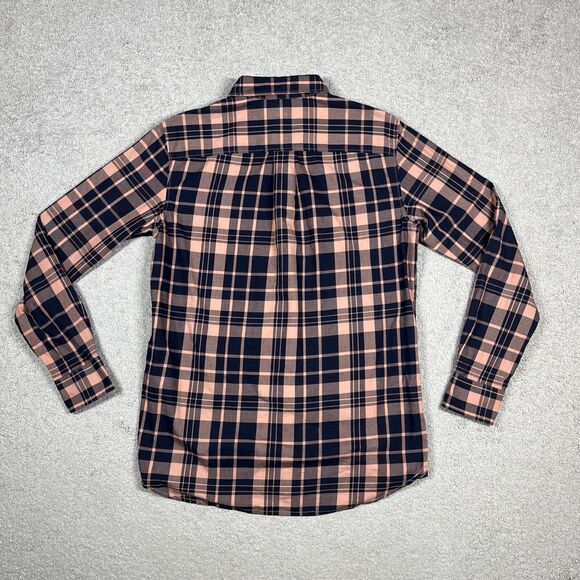 North Face Shirt Mens Small Plaid Button Up Pocket Outdoors Pink Navy Blue - Picture 7 of 12